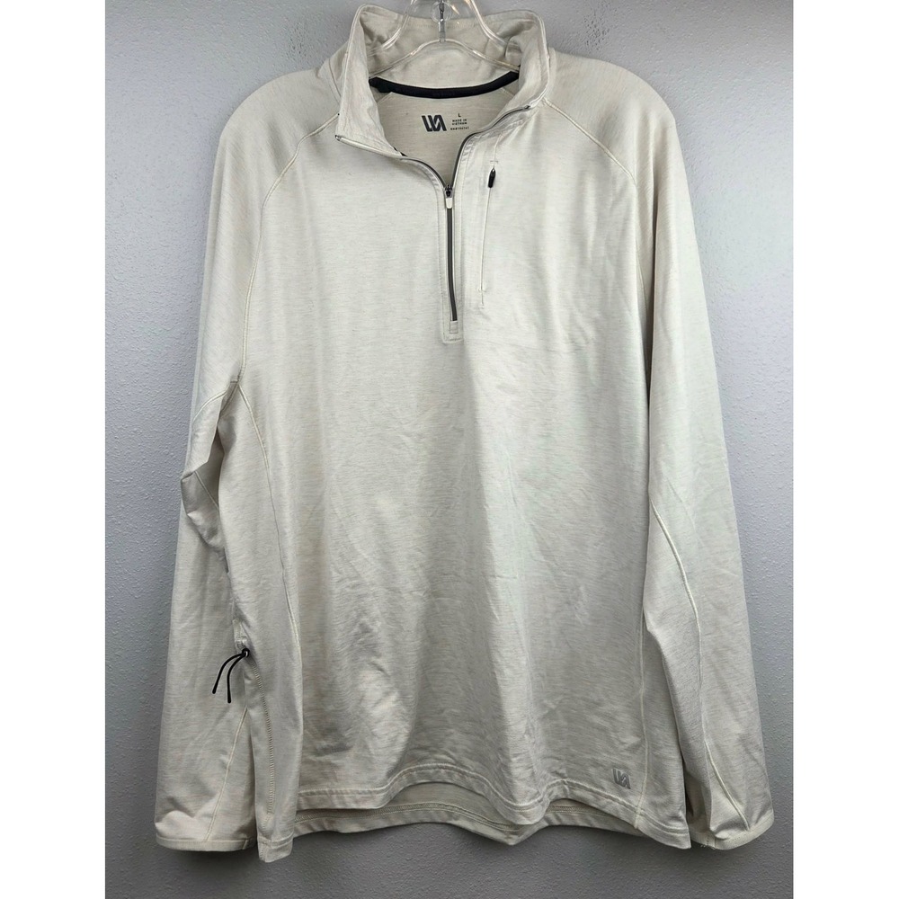 VRST Mens 1/4 Zip Pullover Tan Heather Long Sleeve Athletic Shirt Size Large